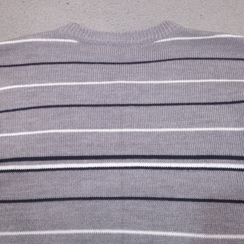 Xtreme Gear Surplus Ltd Sweater Mens Large Gray Striped V-Neck Acrylic Knit - Picture 9 of 9